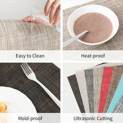 6pcs Vinyl Placemats for Dining Washable Stain Resistant Mats
