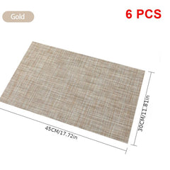 6pcs Vinyl Placemats for Dining Washable Stain Resistant Mats