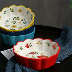 Japanese Ceramic Fruit Salad Bowl Strawberry Ice Cream Bowl