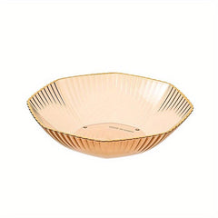 Transparent Serving Tray Golden Rim Fruit Basket