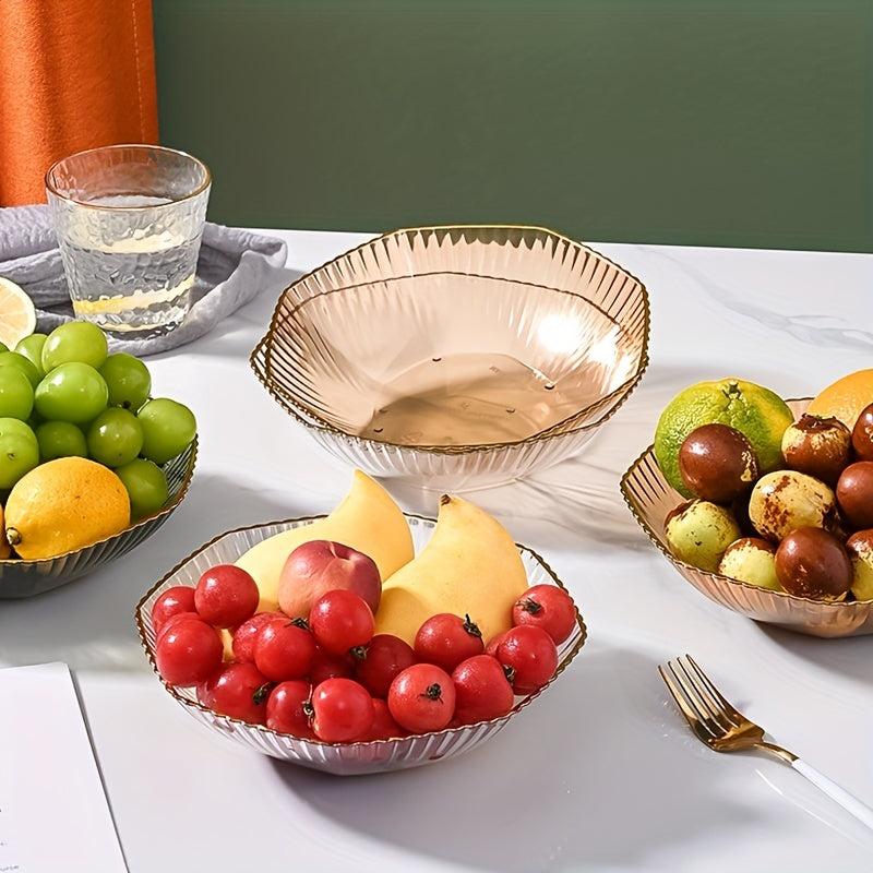 Transparent Serving Tray Golden Rim Fruit Basket