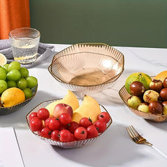 Transparent Serving Tray Golden Rim Fruit Basket