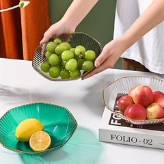 Transparent Serving Tray Golden Rim Fruit Basket