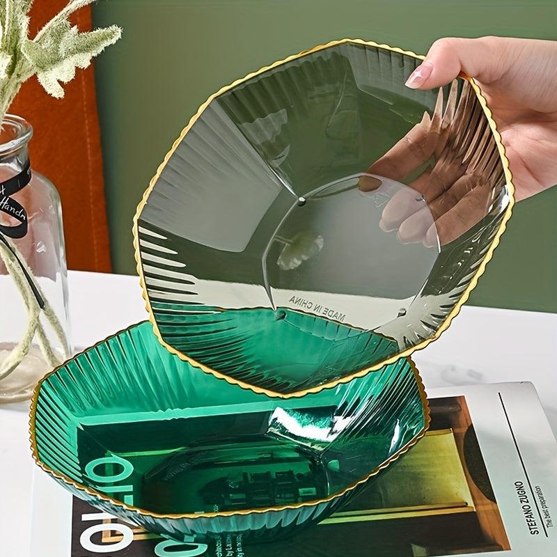 Transparent Serving Tray Golden Rim Fruit Basket