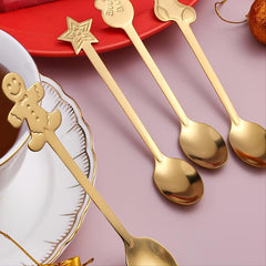 Christmas Stirring Spoon Set - 4pcs Stainless Steel Flatware Set