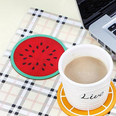 7PCS Fruit Coaster Non Slip Car Coaster Heat Insulation Silicone Drink Cup Mat