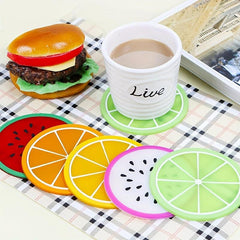 7PCS Fruit Coaster Non Slip Car Coaster Heat Insulation Silicone Drink Cup Mat