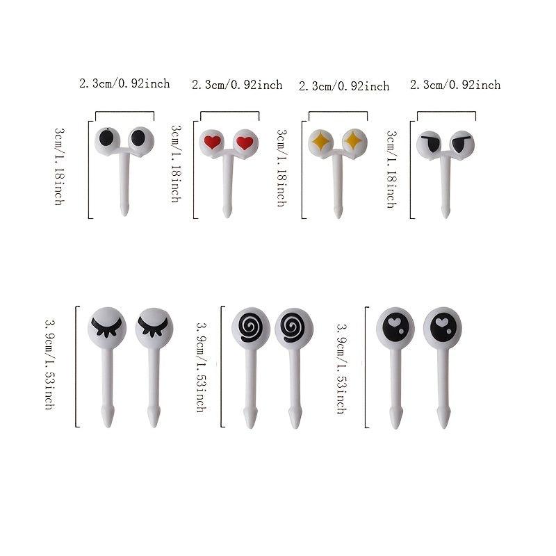 20 PCS Mini Cartoon Eyes Fruit Forks Skewers, Cute Food Picks for Buffet