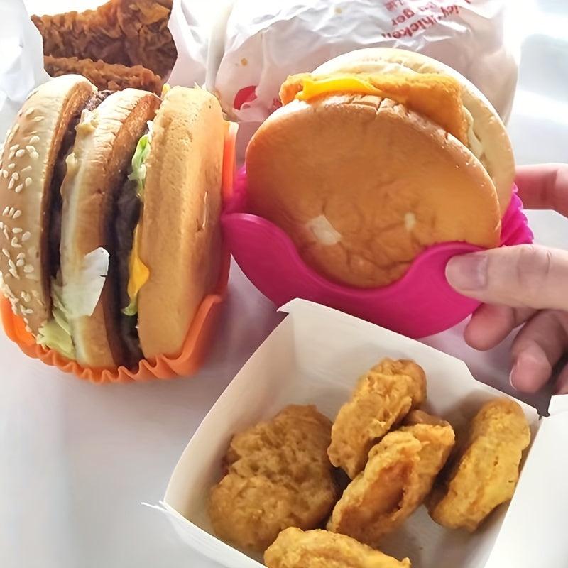 4pcs Silicone Retractable Burger Holder Anti-fall & Reusable Box