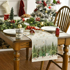 4pcs Xmas Table Runner Placemats - Trees, Cardinals, Snowflakes
