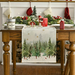4pcs Xmas Table Runner Placemats - Trees, Cardinals, Snowflakes
