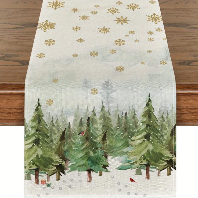 4pcs Xmas Table Runner Placemats - Trees, Cardinals, Snowflakes