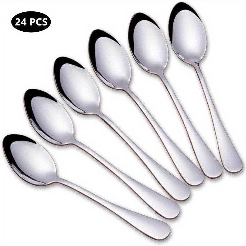 24pcs Stainless Steel Soup Coffee Milk Stirring Dessert Spoon