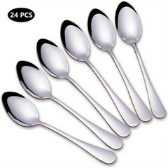 24pcs Stainless Steel Soup Coffee Milk Stirring Dessert Spoon