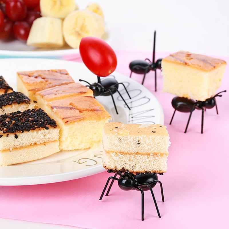 12Pcs Ant Shape Fruit Stick Decor Fork Bento Decorative Food Skewer