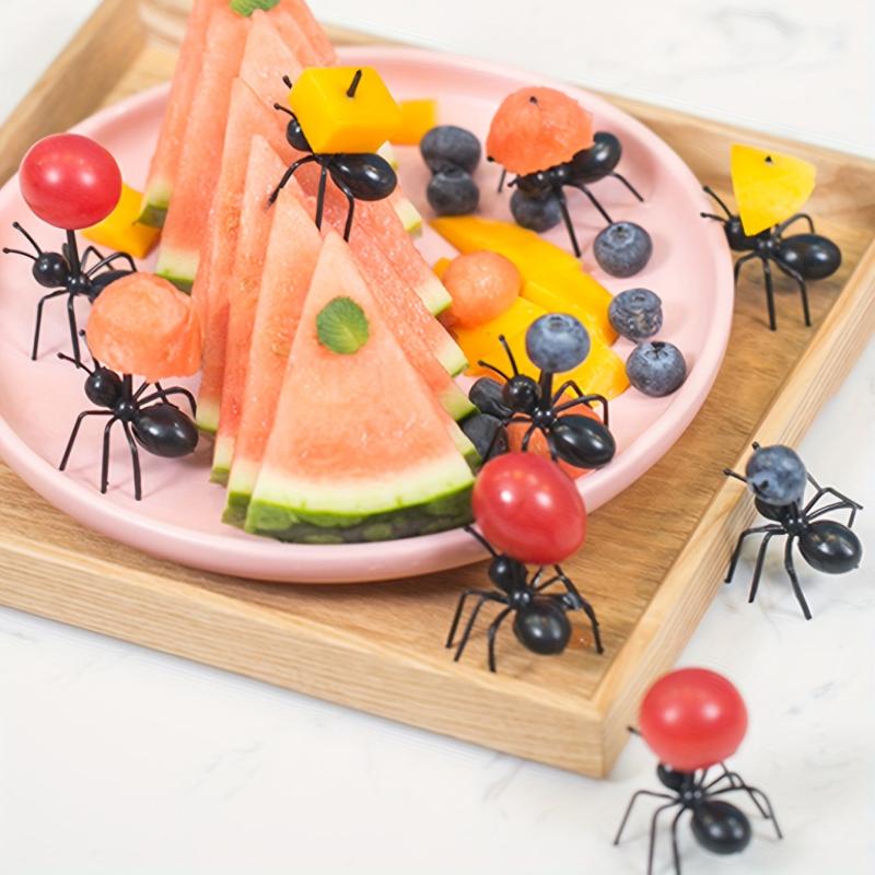 12Pcs Ant Shape Fruit Stick Decor Fork Bento Decorative Food Skewer