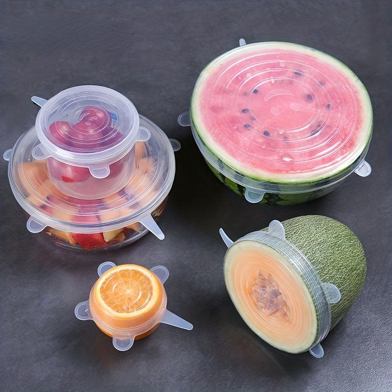 6pcs Reusable Silicone Stretch Lids - Microwave & Dishwasher Safe