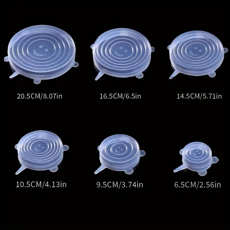 6pcs Reusable Silicone Stretch Lids - Microwave & Dishwasher Safe