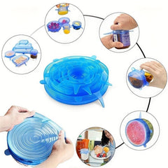 6pcs Reusable Silicone Stretch Lids - Microwave & Dishwasher Safe