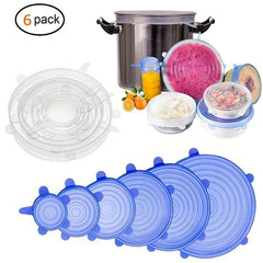 6pcs Reusable Silicone Stretch Lids - Microwave & Dishwasher Safe