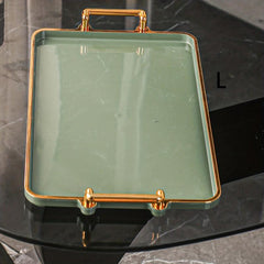 Modern Coffee Tray With Golden Rim Handles