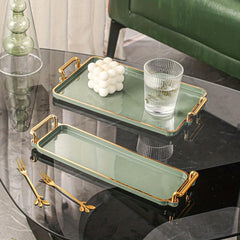 Modern Coffee Tray With Golden Rim Handles