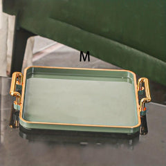 Modern Coffee Tray With Golden Rim Handles