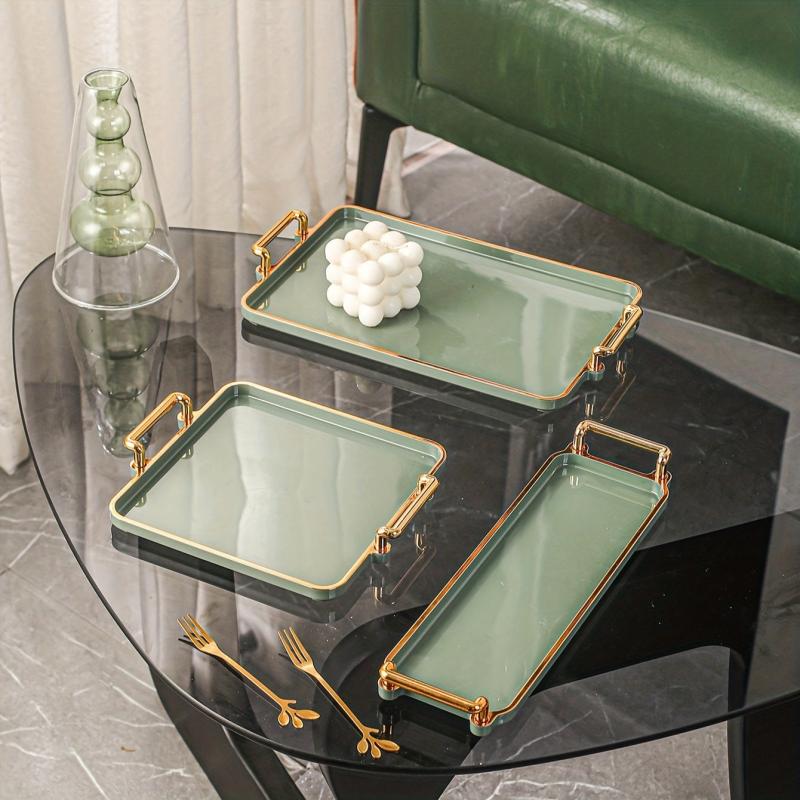 Modern Coffee Tray With Golden Rim Handles