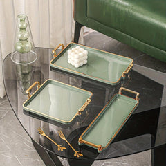Modern Coffee Tray With Golden Rim Handles