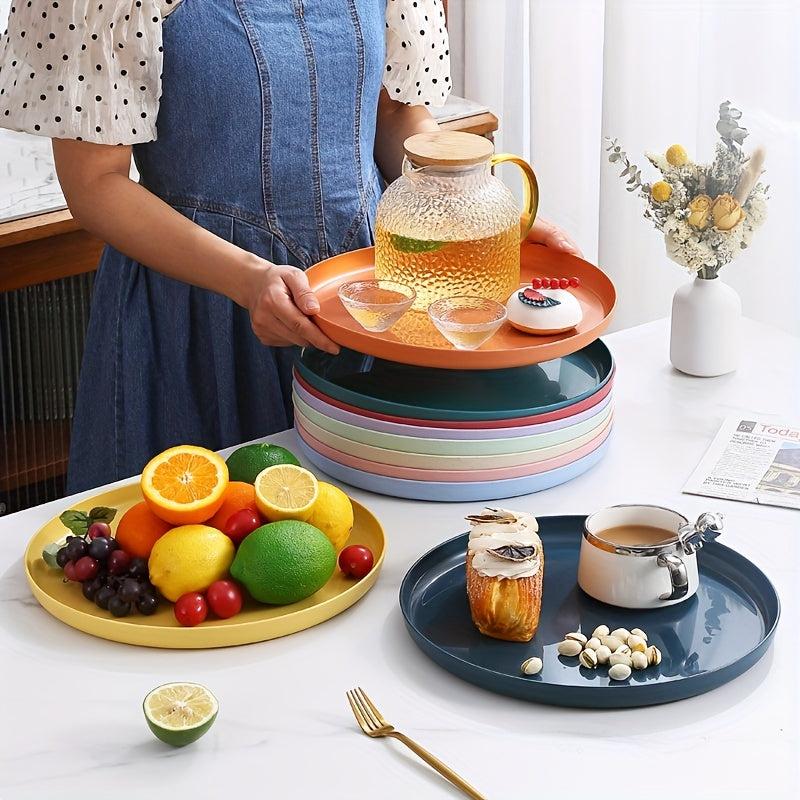 Unbreakable Round Tray for Dining Picnic Snack Appetizer 5 Colors