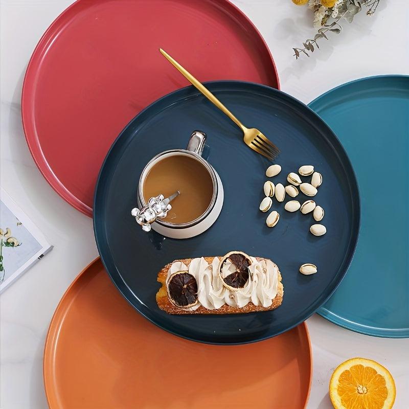 Unbreakable Round Tray for Dining Picnic Snack Appetizer 5 Colors
