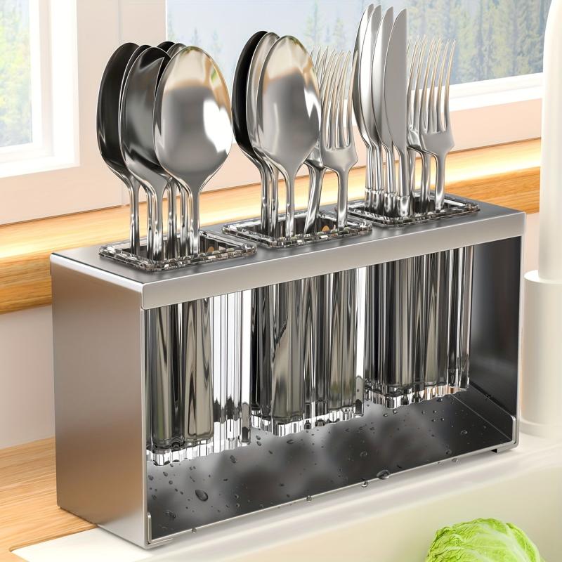 Multifunctional Drain Rack with Storage Box for Kitchen Tableware