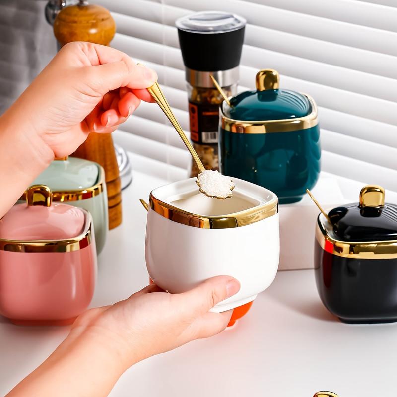 Ceramic Seasoning Jar Set Kitchen Spice Containers
