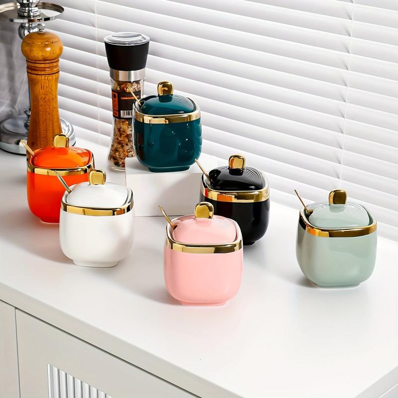 Ceramic Seasoning Jar Set Kitchen Spice Containers