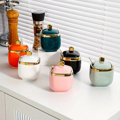 Ceramic Seasoning Jar Set Kitchen Spice Containers