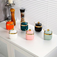 Ceramic Seasoning Jar Set Kitchen Spice Containers