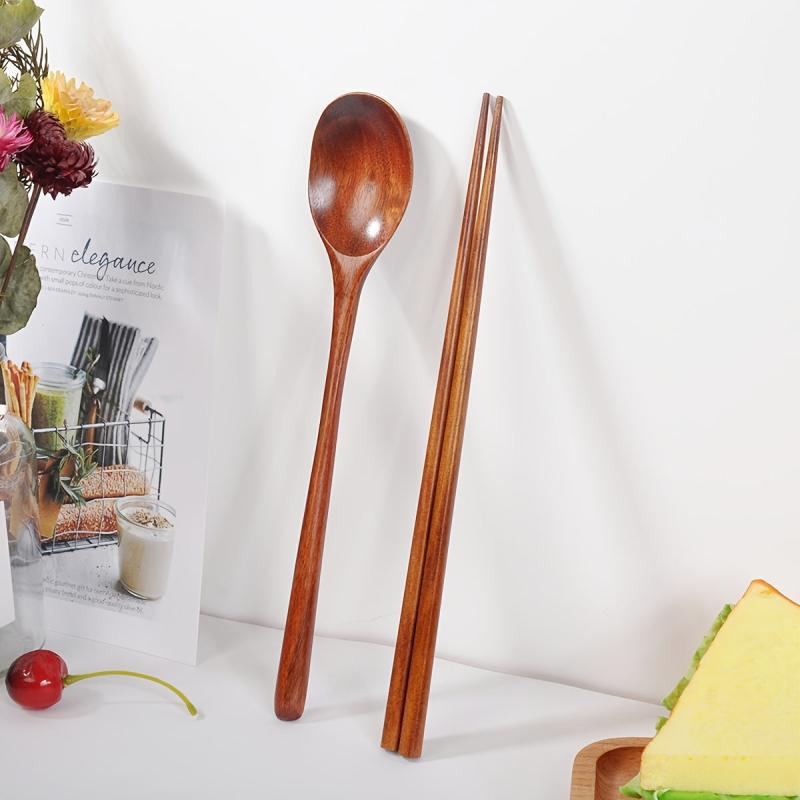 Portable Wooden Spoon & Chopsticks Set for Camping Travel Picnics