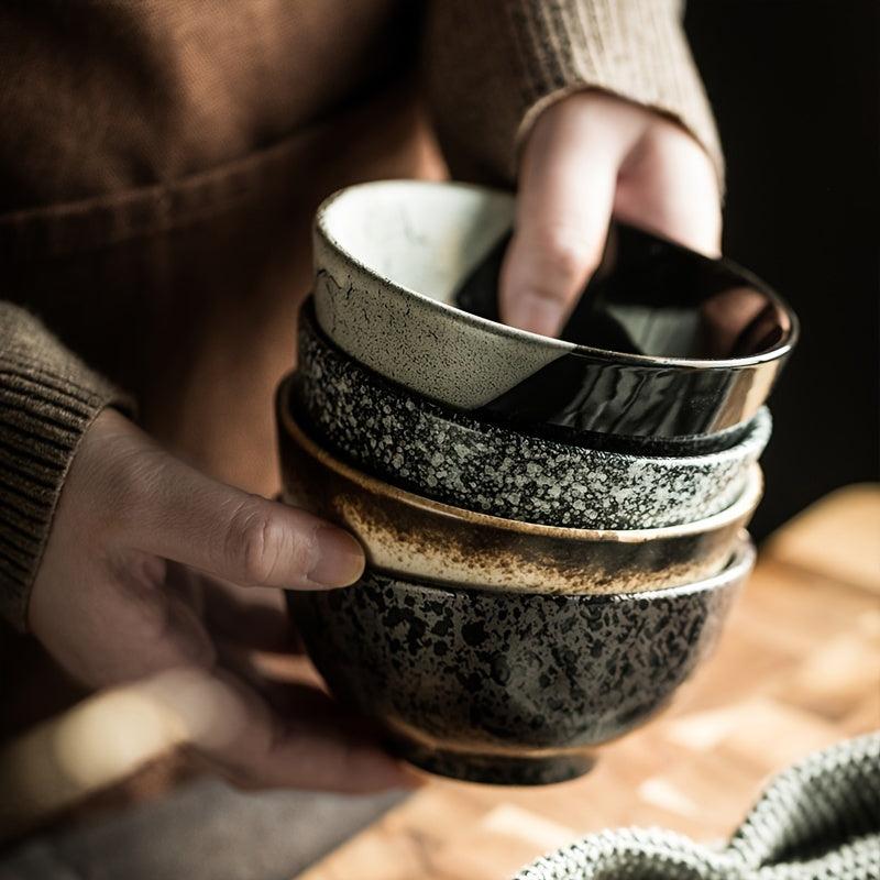 4pcs Japanese Ceramic Bowl Rice Soup Snack Creative Tableware