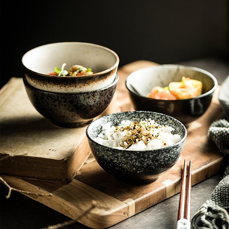 4pcs Japanese Ceramic Bowl Rice Soup Snack Creative Tableware