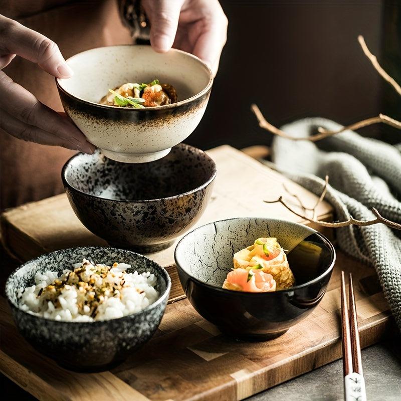 4pcs Japanese Ceramic Bowl Rice Soup Snack Creative Tableware