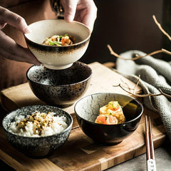 4pcs Japanese Ceramic Bowl Rice Soup Snack Creative Tableware
