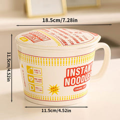 35OZ Ceramic Ramen Bowl With Lid & Handle Japanese Style Noodle Soup Bowl