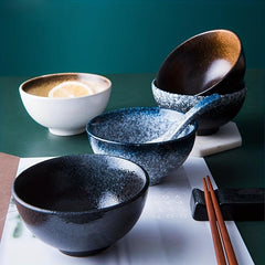 4pcs Japanese Retro Ceramic Bowl for Dessert Snack Fruit