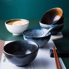 4pcs Japanese Retro Ceramic Bowl for Dessert Snack Fruit