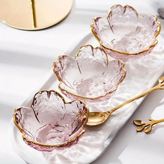 Japanese Cherry Glass Plates & Spoons for Snacks, Desserts - Vintage