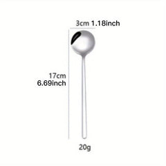 6 Stainless Steel Long Handle Coffee Spoon Set