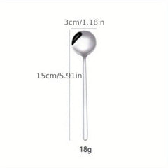 6 Stainless Steel Long Handle Coffee Spoon Set