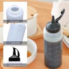 3pcs 12oz Plastic Squeeze Bottles with Twist Cap Lids for Sauces Salad Dressing