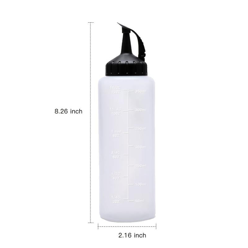 3pcs 12oz Plastic Squeeze Bottles with Twist Cap Lids for Sauces Salad Dressing