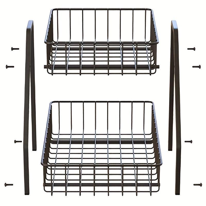 2 Tier Countertop Fruit Basket Bowl Metal Wire Storage Basket
